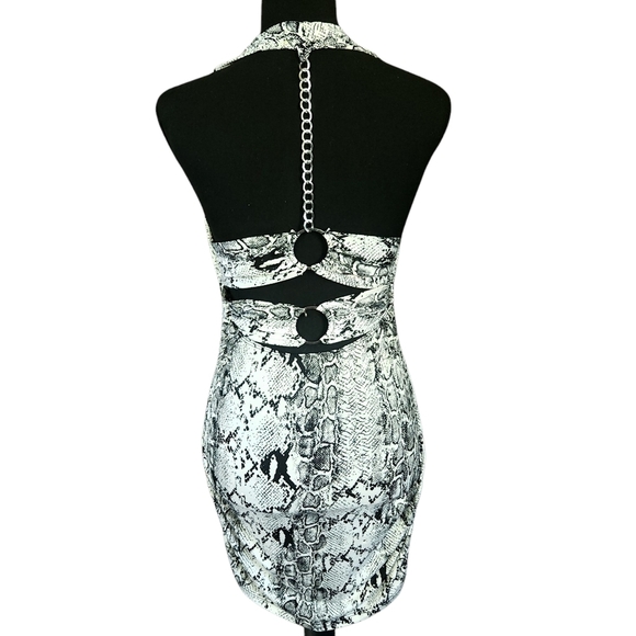 Vintage Y2K 90s mcbling snake print glitter sexy party clubbing dress Sz M - Picture 2 of 7